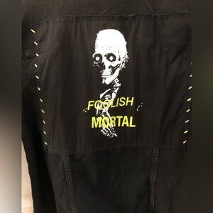 DISNEY HAUNTED MANSION FOOLISH MORTALS Black Jean Jacket Size XL MENS or UNISEX
